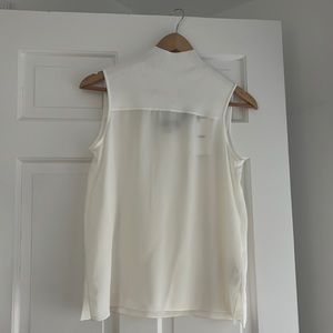 Theory ivory mock neck detail silk tank